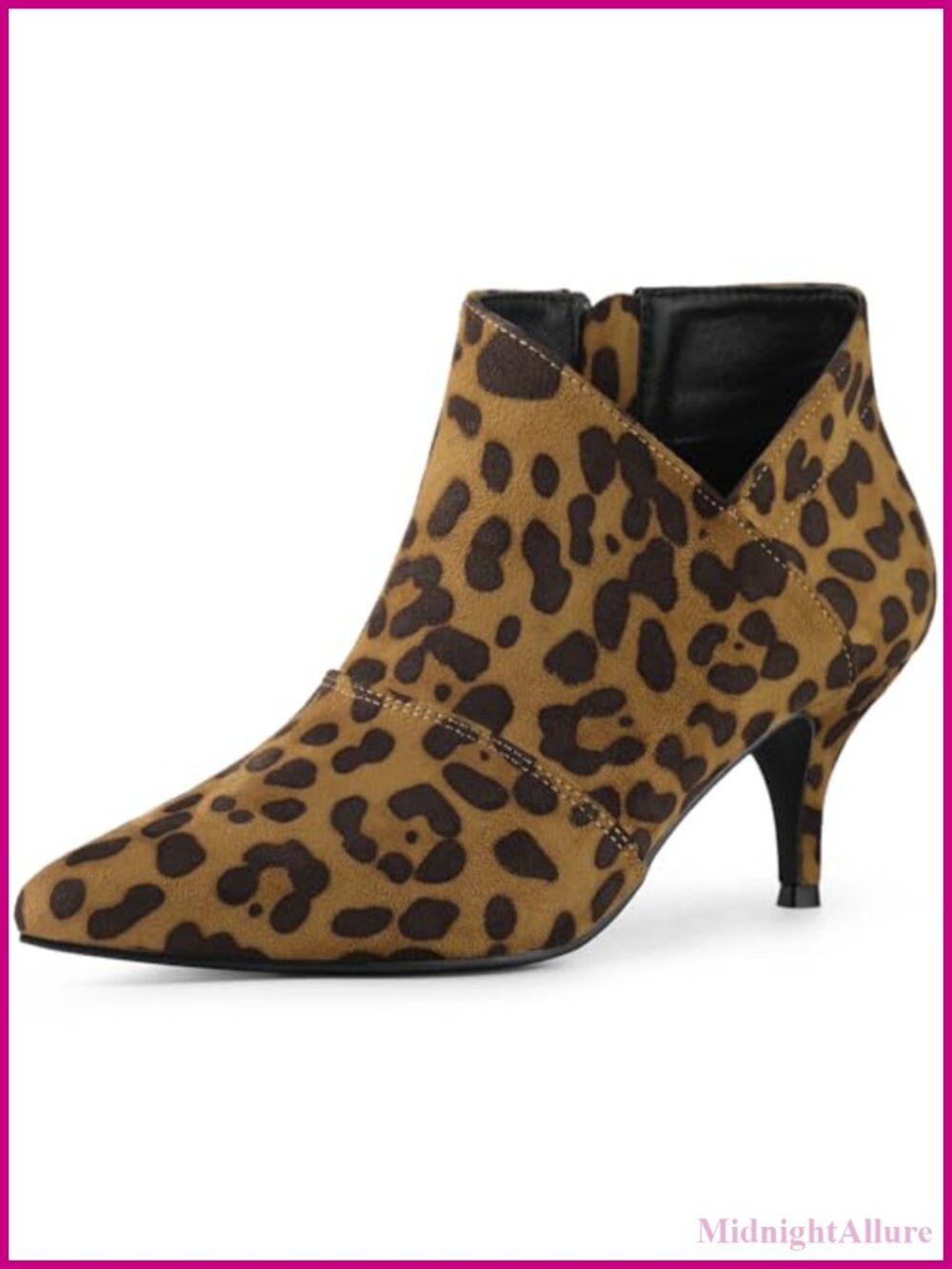Pointed Toe Cutout Kitten Heel Ankle Booties Faux Suede Women's
